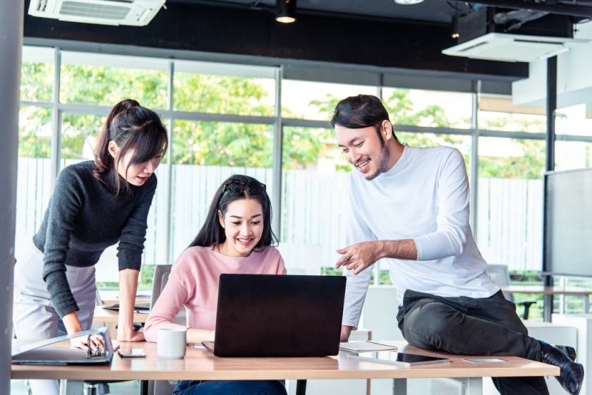 young business people learning english in their startup