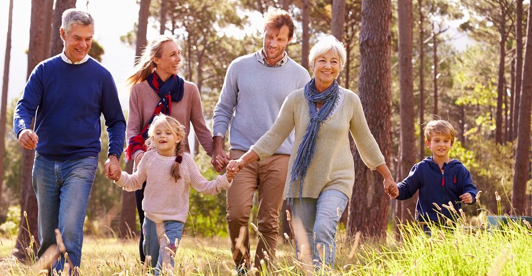 Family members having a walk