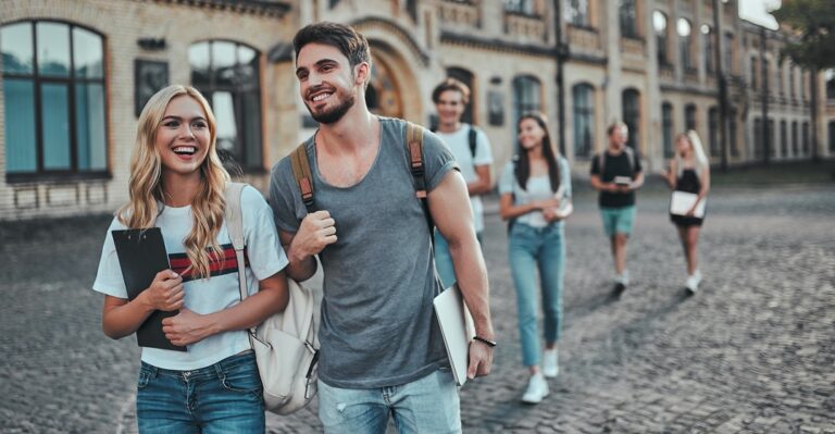 Group of young people are studying together in English in university in Switzerland