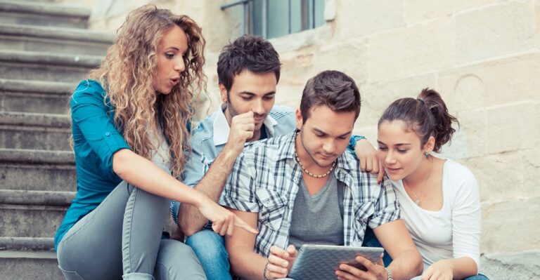 Group of German learners looking at German words used in English